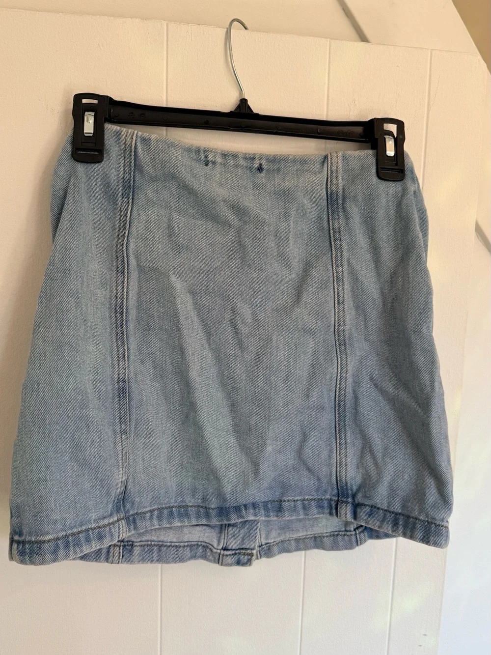 Forever 21 Light Wash Denim Button-Front Mini Skirt